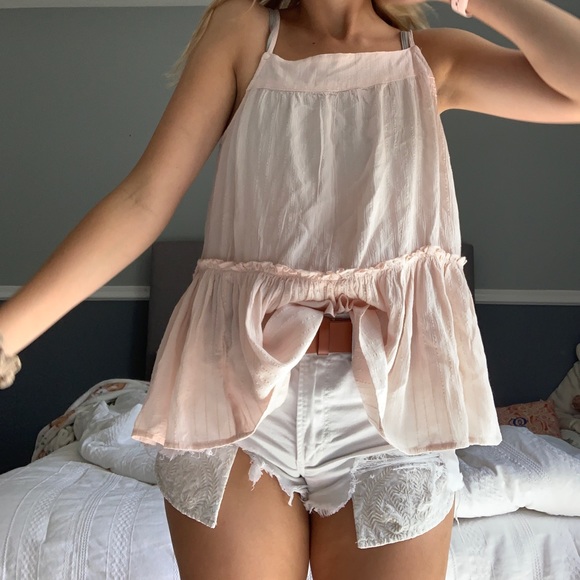 Pink Flowy Tank w Adjustable straps - Picture 4 of 5